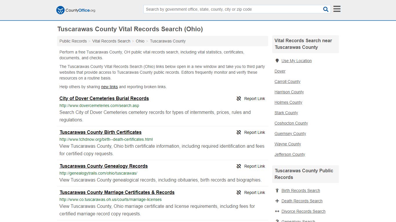 Vital Records Search - Tuscarawas County, OH (Birth, Death ...